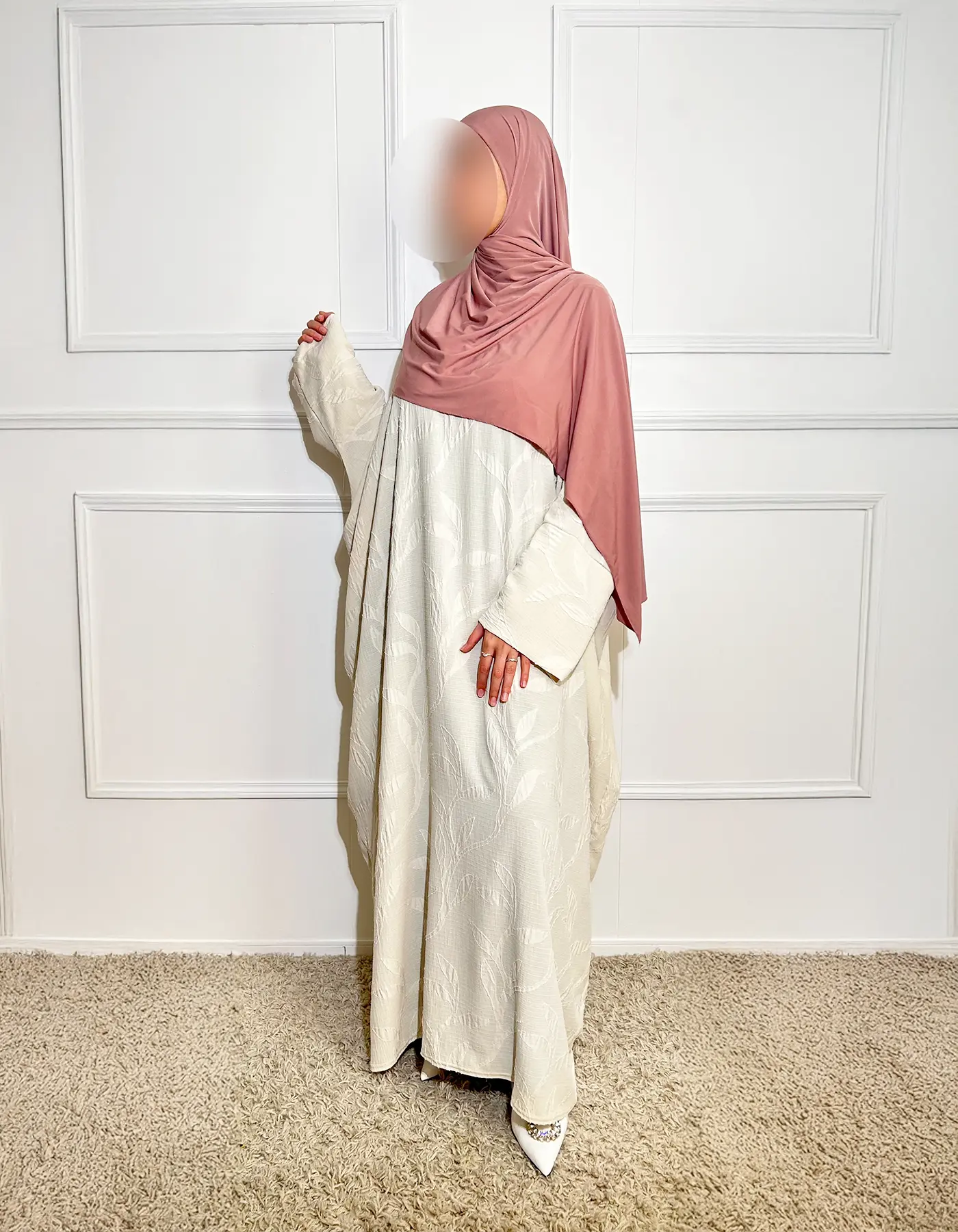 Abaya Leya blanc cassé